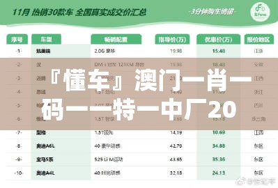 『懂车』澳门一肖一码一一特一中厂208:难道不值得我们思考对策吗？哔哩哔哩官网