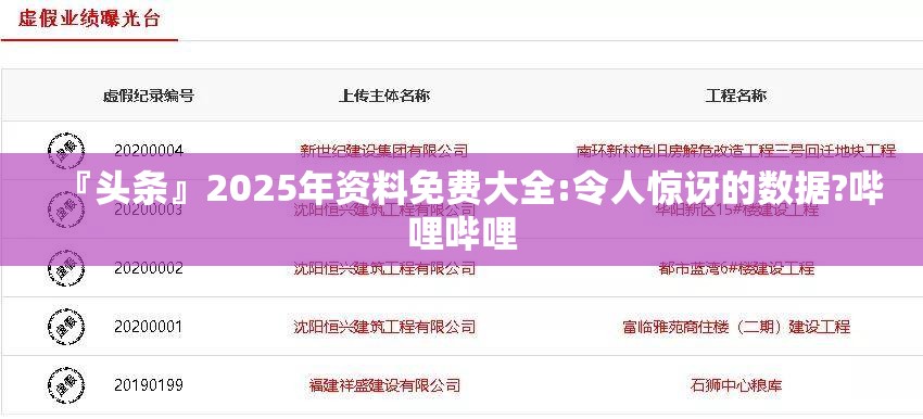 『头条』2025年资料免费大全:令人惊讶的数据?哔哩哔哩