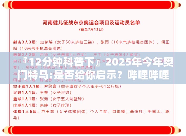 『12分钟科普下』2025年今年奥门特马:是否给你启示？哔哩哔哩官网