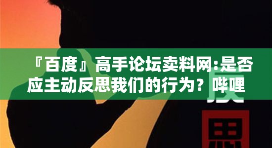 『百度』高手论坛卖料网:是否应主动反思我们的行为？哔哩哔哩