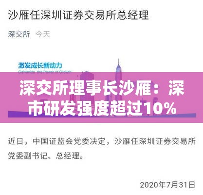 深交所理事长沙雁：深市研发强度超过10%的公司占比14%