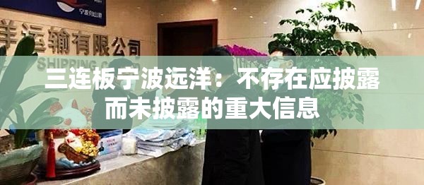 三连板宁波远洋：不存在应披露而未披露的重大信息