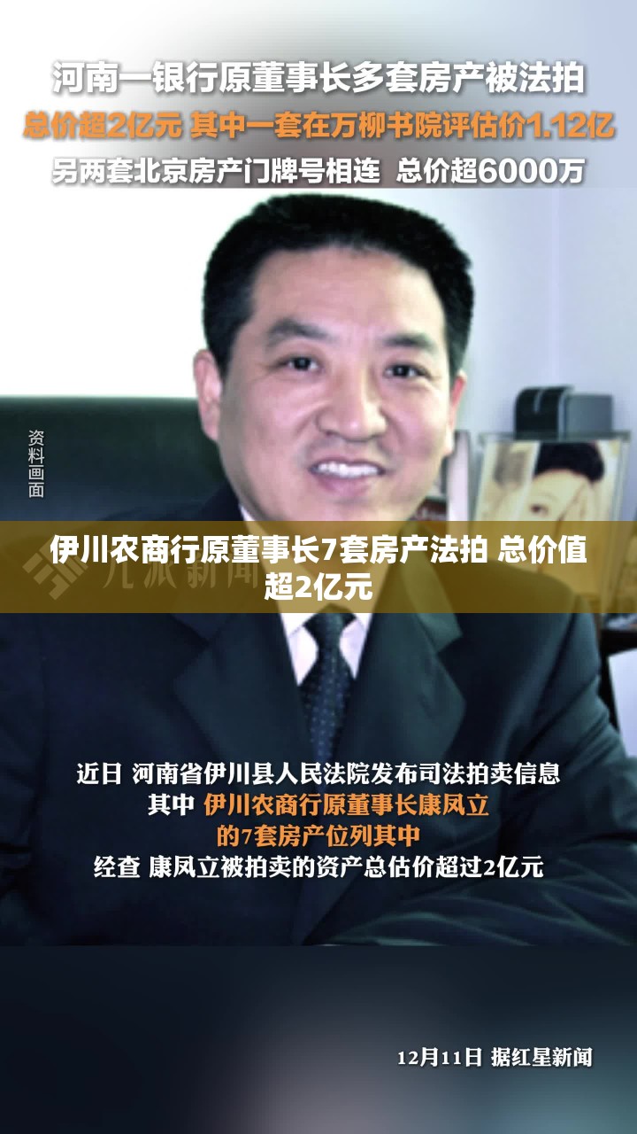 伊川农商行原董事长7套房产法拍 总价值超2亿元